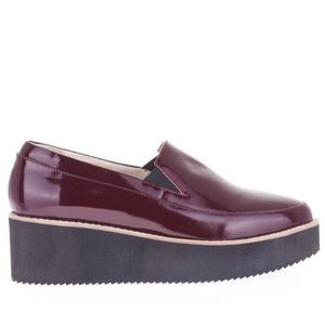 Sol Sana Patent Maroon Flat Platforms